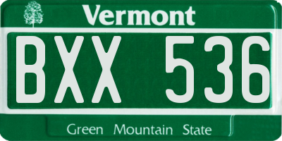 VT license plate BXX536