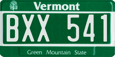 VT license plate BXX541