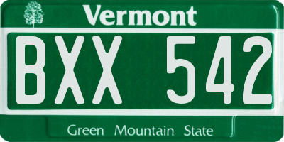 VT license plate BXX542