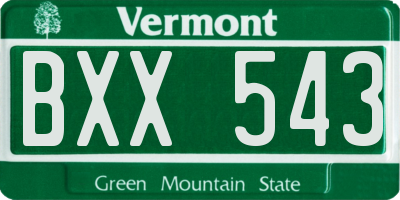 VT license plate BXX543