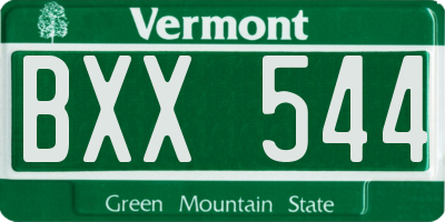VT license plate BXX544