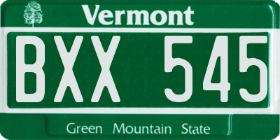 VT license plate BXX545