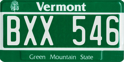 VT license plate BXX546