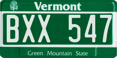 VT license plate BXX547