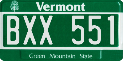 VT license plate BXX551