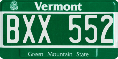 VT license plate BXX552