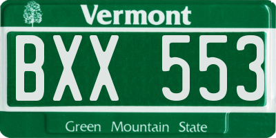 VT license plate BXX553
