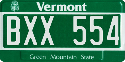 VT license plate BXX554