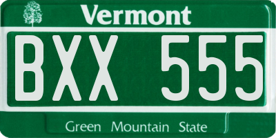 VT license plate BXX555