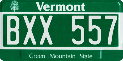 VT license plate BXX557