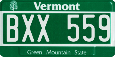 VT license plate BXX559