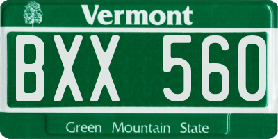 VT license plate BXX560