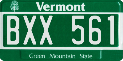 VT license plate BXX561