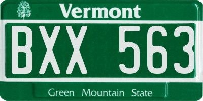 VT license plate BXX563