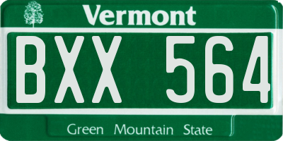 VT license plate BXX564