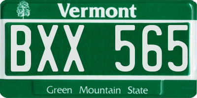 VT license plate BXX565