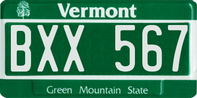 VT license plate BXX567