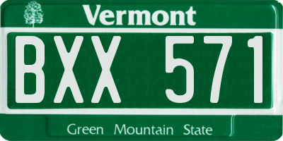 VT license plate BXX571