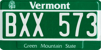 VT license plate BXX573