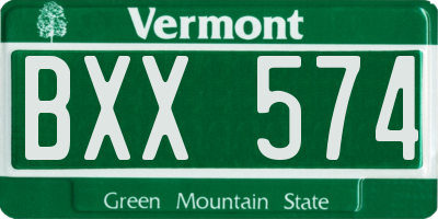 VT license plate BXX574