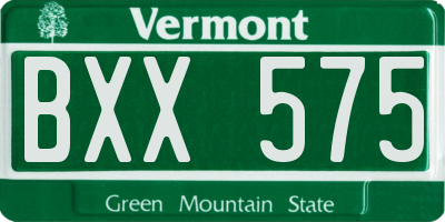 VT license plate BXX575