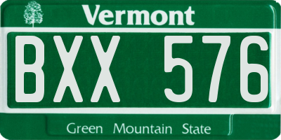 VT license plate BXX576