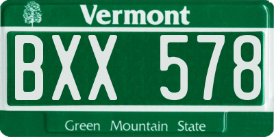 VT license plate BXX578