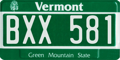 VT license plate BXX581