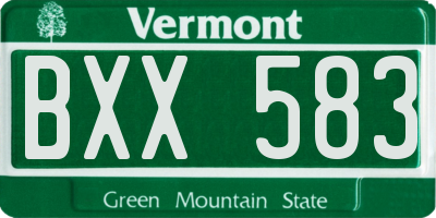 VT license plate BXX583