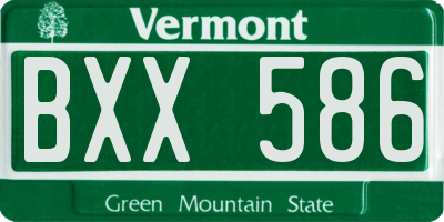 VT license plate BXX586