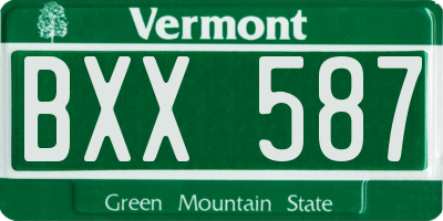 VT license plate BXX587
