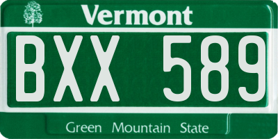 VT license plate BXX589