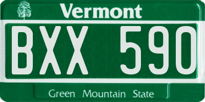 VT license plate BXX590