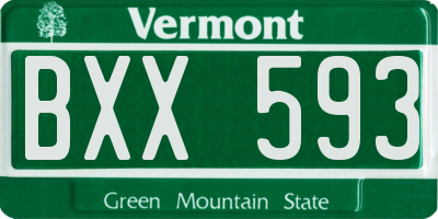 VT license plate BXX593
