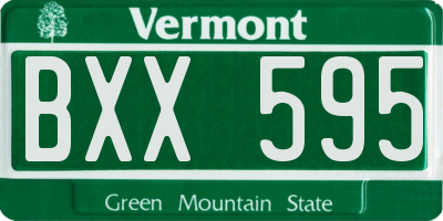 VT license plate BXX595