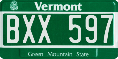 VT license plate BXX597
