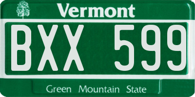 VT license plate BXX599