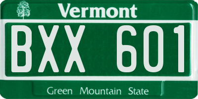 VT license plate BXX601