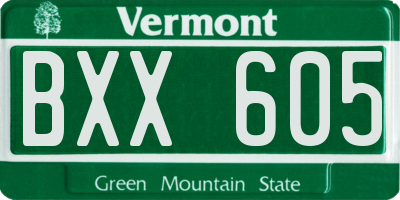 VT license plate BXX605