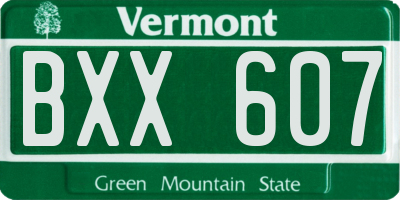 VT license plate BXX607