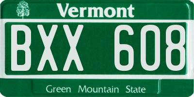 VT license plate BXX608