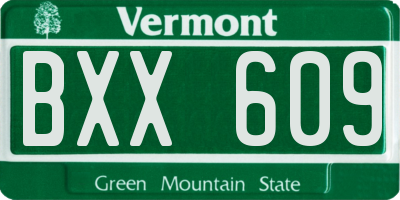 VT license plate BXX609