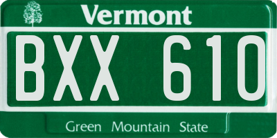 VT license plate BXX610