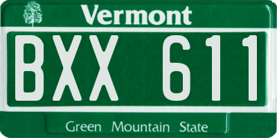 VT license plate BXX611