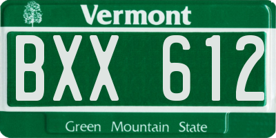 VT license plate BXX612