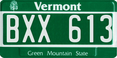 VT license plate BXX613