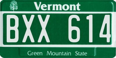 VT license plate BXX614