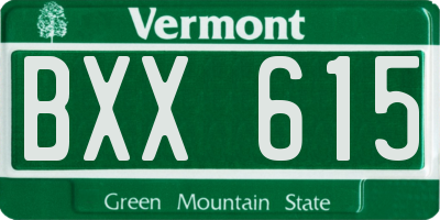 VT license plate BXX615