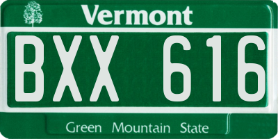VT license plate BXX616