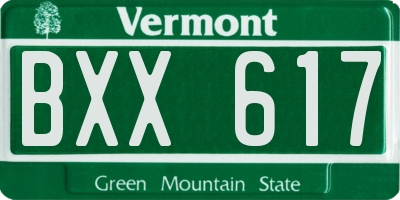 VT license plate BXX617